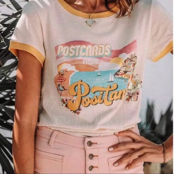 Postcards From Positano Boho Cotton Vintage Tee - Picture 6 of 13
